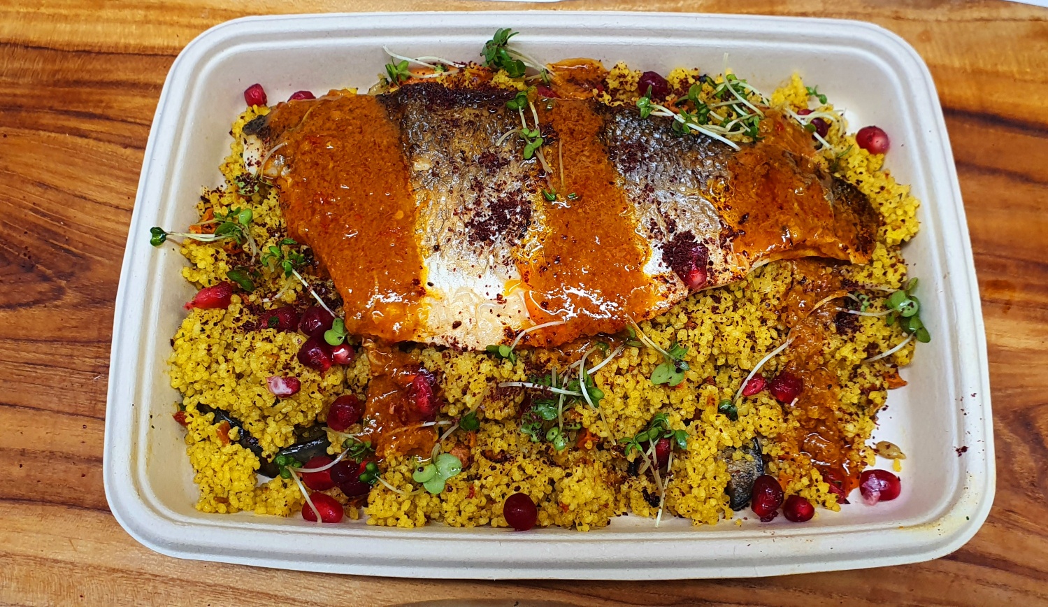 Sea bass with turmeric couscous Chateau